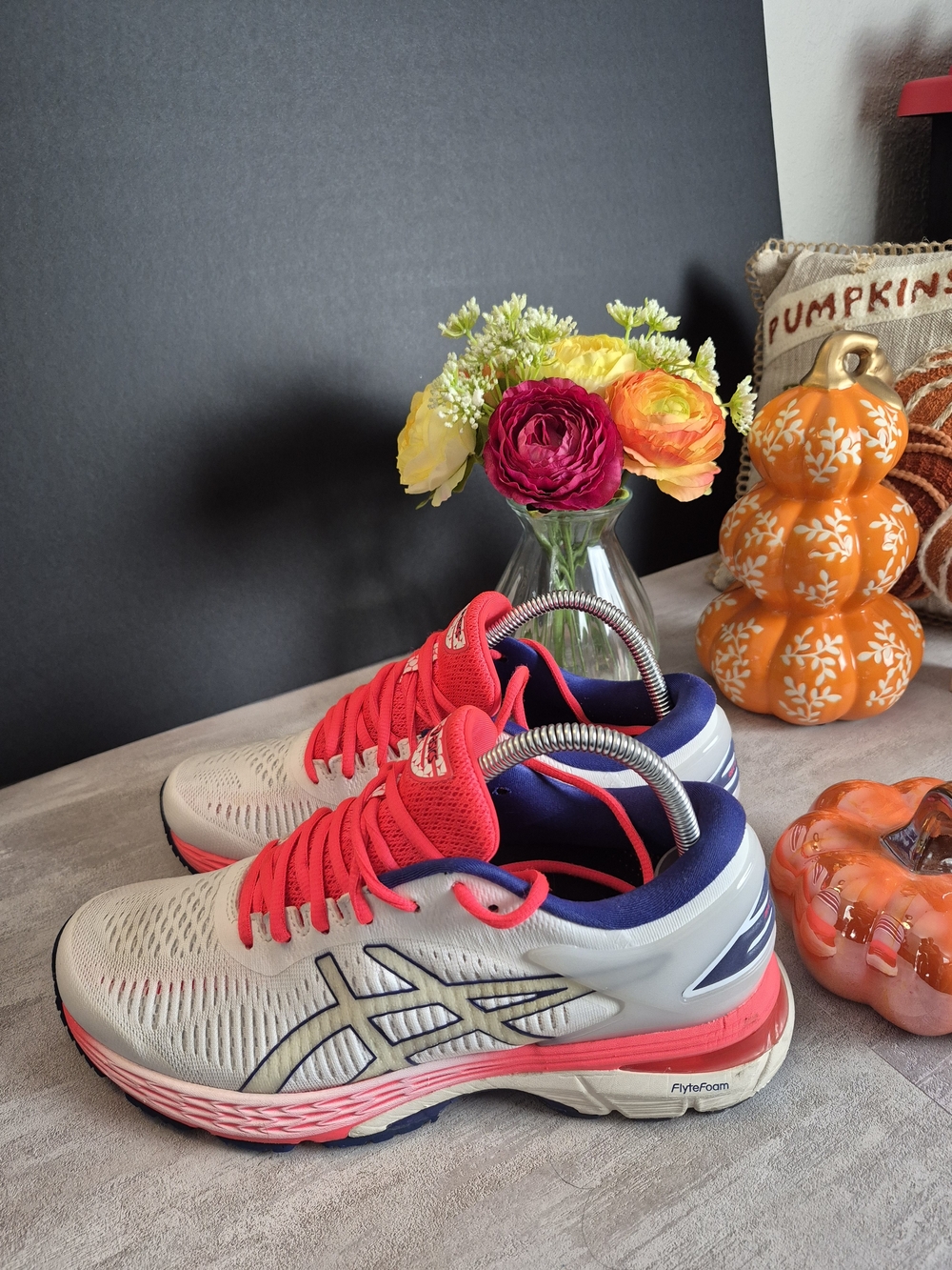 ASICS Women's Neutral Running Shoes - Coral/White. Size 9